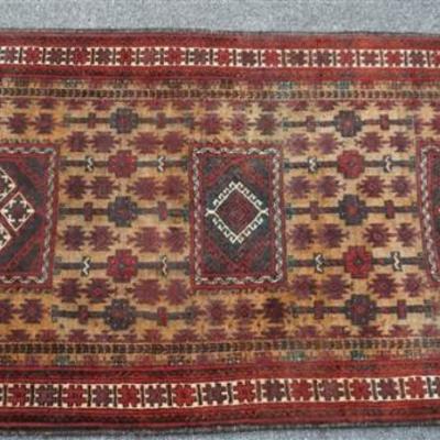 Lot 130 - Hand Knotted Turkomen Persian Runner. 100% Wool Natural Dyes Hand Knotted. Measures 100 x 43.5