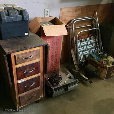 Cabinet and lawn chairs
