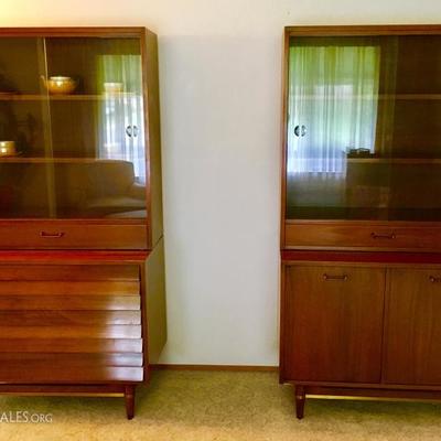 Mid Century Modern wood china cabinets made in America 