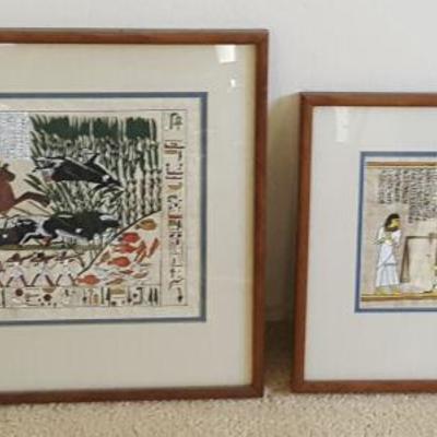 EHT148 Pair of Framed Egyptian Papyrus Paintings
