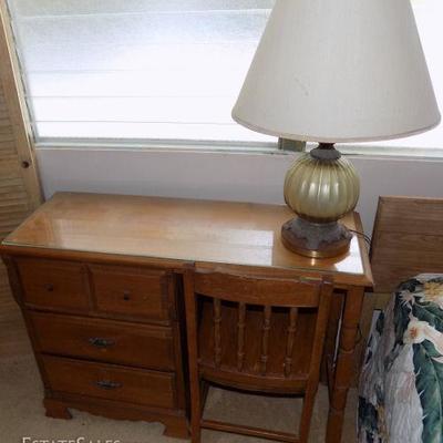 EHT210 Wooden Desk, Chair and Table Lamp
