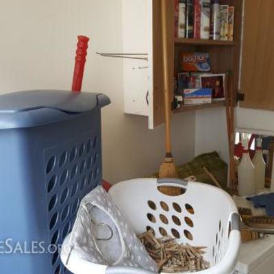 EHT178 Laundry Room Lot - Cleaners, Brushes, Laundry Basket & More
