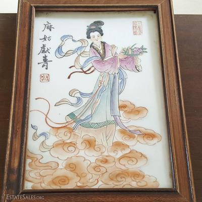 EHT079 Framed Chinese Porcelain Art - Shard Hand Painting
