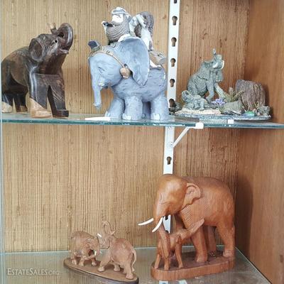 EHT021 Various Elephant Figurines - Resin, Wood & More
