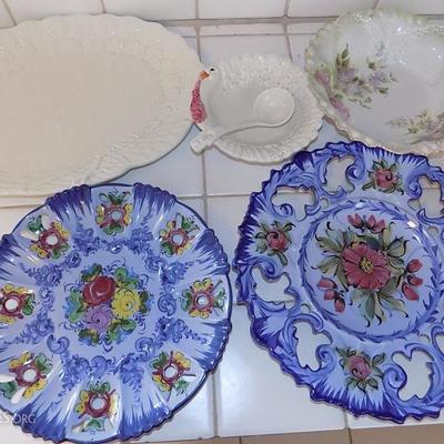 EHT136 Portugal Ceramics, Turkey Platter, R.S. Germany Ceramic
