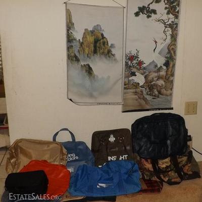 EHT163 Travel Bags and Oriental Fabric Wall Hangings
