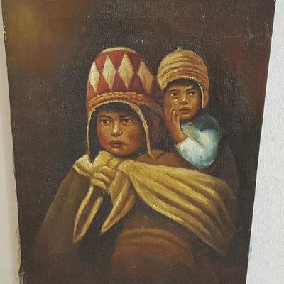 EHT075 Original Oil Painting of Mother and Child
