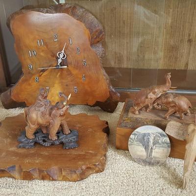EHT031 Wooden Elephant Jewelry Box, Wall Clock, Coaster & More!
