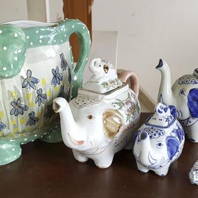 EHT097 Adorable Ceramic Elephant Teapots and Pitcher
