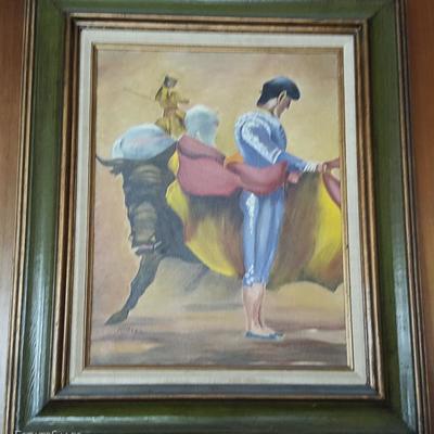 EHT083 Framed Original Oil Painting of a Matador Signed by Artist
