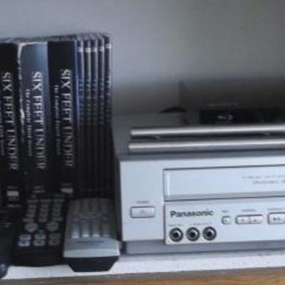 EHT122 VHS/DVD Player, Sony Blu-ray Player, Remotes, DVD's
