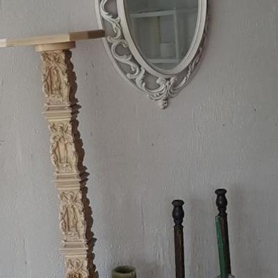EHT089 Resin Display Pedestal, Ornate Wall Mirror, Candelabra & More
