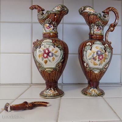 EHT091 Pair of Ornate Ceramic Vases
