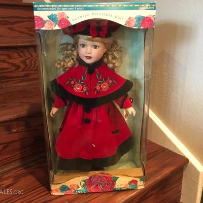 Victoria Rose Collection Doll, Item #18799. In original packaging with stand and Certificate of Authenticity.