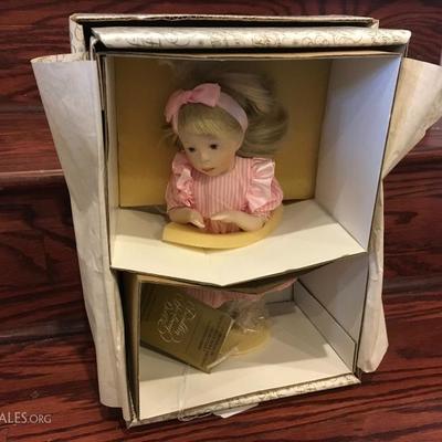 Franklin Heirloom Doll. Fine Bisque Porcelain head and arms. Still in original packaging, never removed.