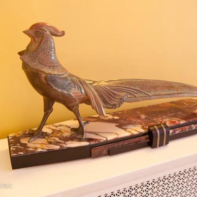 Limousin 1930s art deco Pheasant sculpture