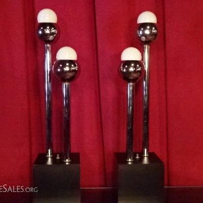 PAIR 1970's CHROME TABLE LAMPS