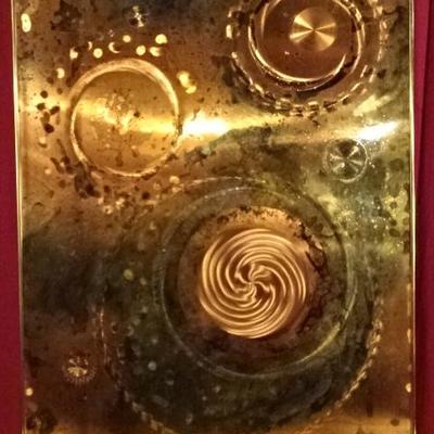 HUGE DALE CLARK ETCHED COPPER AND BRASS METALWORK PANEL