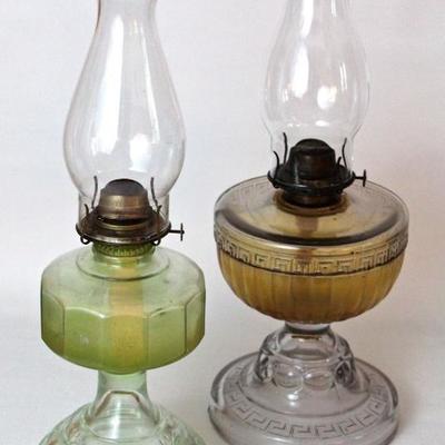 antique glass oil lamps