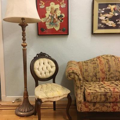 Upholstered Furniture, Art, Antique Carved Wood Floor Lamp