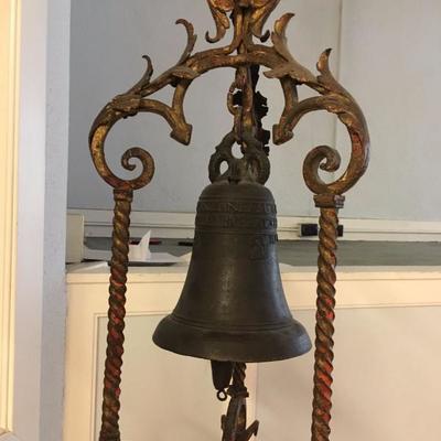 Antique Bell with Cast Iron Stand 