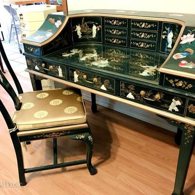 Oriental desk and matching chest