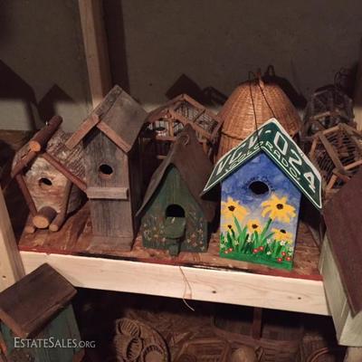 Assortment of birdhouses.