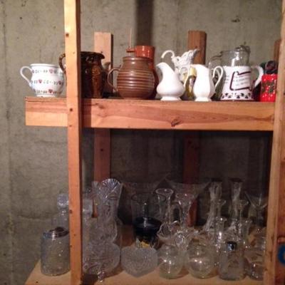 Shelves Full of Glass, Pottery and More!