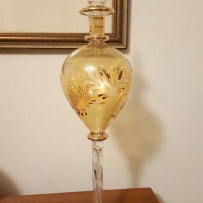 Bohemian Glass Perfume Bottle with Dauber