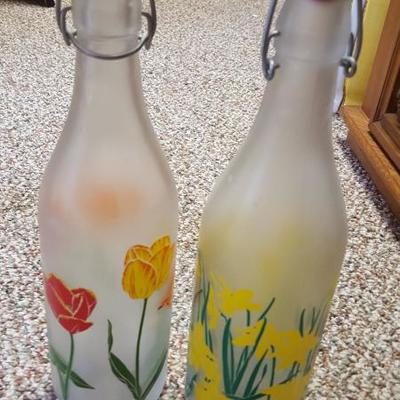 Hand Painted Frosted Bottles