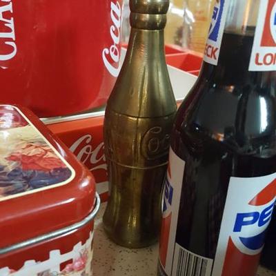 Coca Cola Brass bottle, Vintage Pepsi Bottles