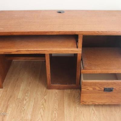 Solid wood computer desk with printer drawer and  keyboard drawer
