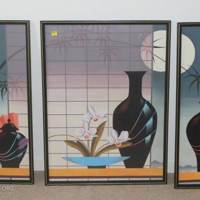 Three piece set of framed art
