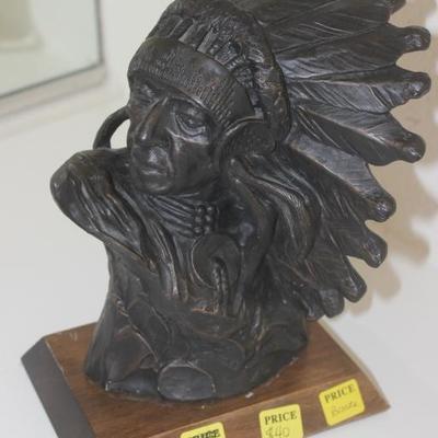 Resin indian bust sculpture by Paterson