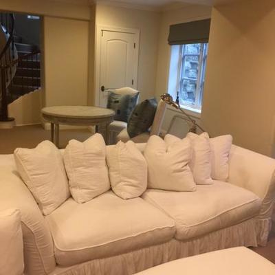 White Shabby Chic sofa with pillows