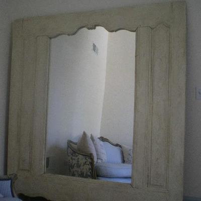 Huge French Floor Mirror Antique Whitewashed 72