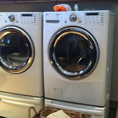 LG TROMM washer and dryer with pedestals