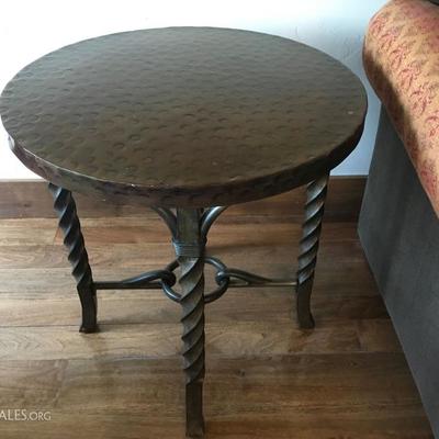 Hammered metal end table