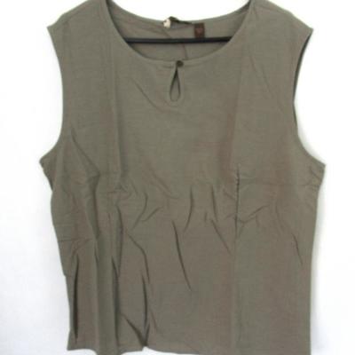 Women's La Naturelle no sleeve top in the color olive. 