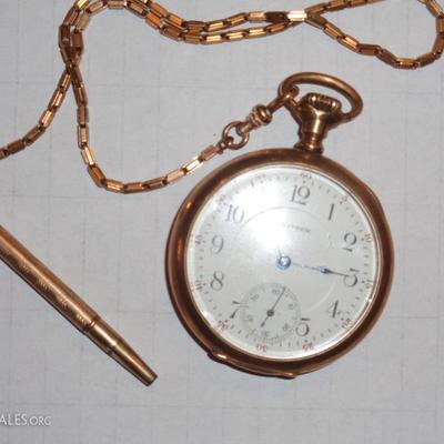 Waltham pocket watch with pencil 