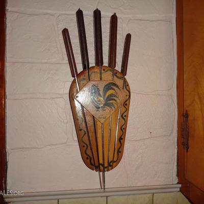 antique rooster knife holder