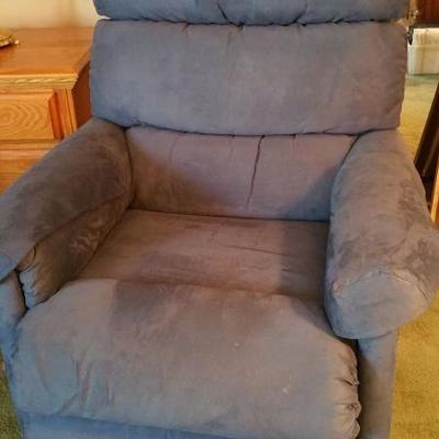 One of a pair of Lazy boy recliners in microfiber. 