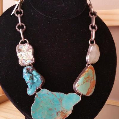 Turquoise and sterling silver necklace