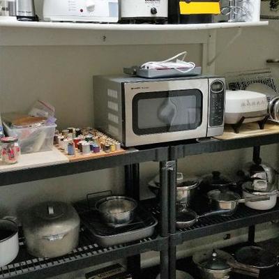 Small appliances and pots and pans