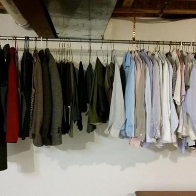 Men's clothing - 34 X 29 slacks and jeans; size 9 shoes, 15 1/2, 32/33 shirts.