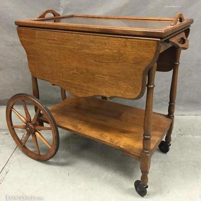 Antique tea cart with removable glass butler