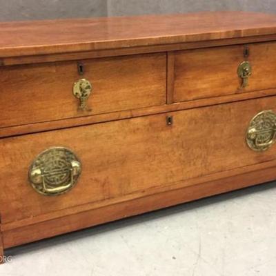 Older Asian style Walnut chest of drawers, w/ brass hardware, 20