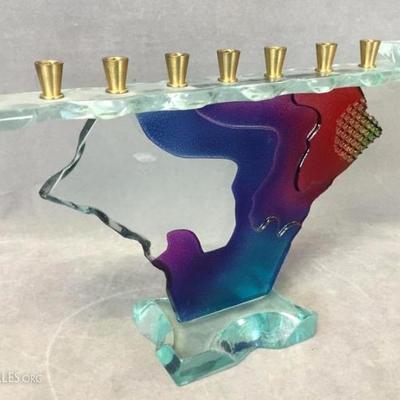 Fused art glass menorah