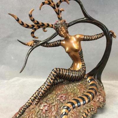 Art Deco style Erte bronze nude statue titled 