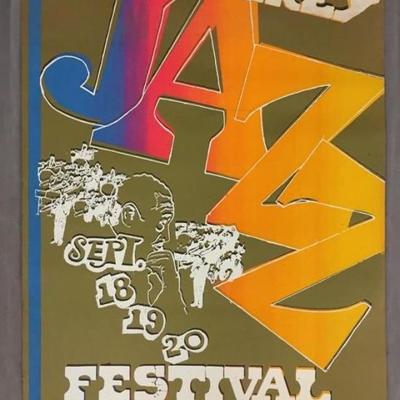 Vintage 70s Monterey Jazz screen print advertisement poster, 
